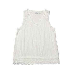 Reitmans Womens Size L White Lace Trim V-Neck Sleeveless Tank Top